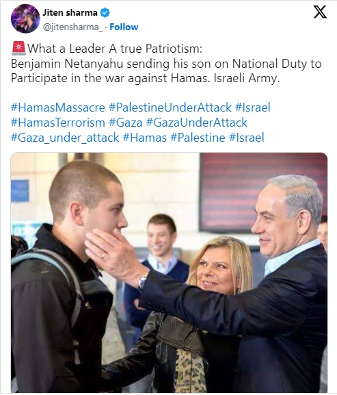 Viral Image Of Netanyahu Sending His Son To The Army Is From 2014