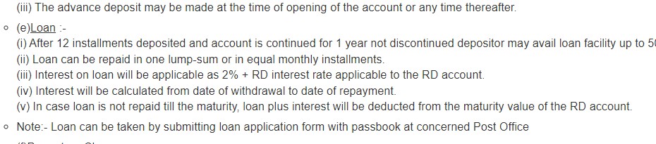 Rules regarding loans from RD