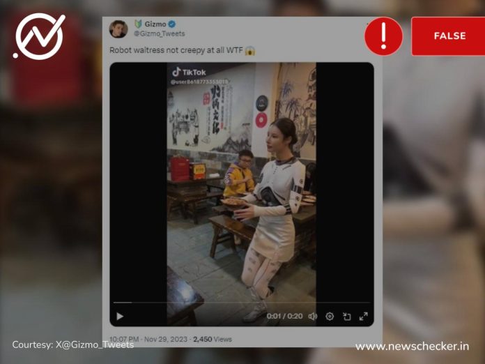 Viral video showing a Chinese restaurant owner serving her customers while pulling off robot-like dance moves falsely claimed to be a humanoid robot working as a waitress.