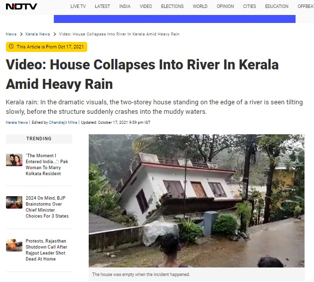 Viral video showing house collapsing into a river is old and not related to the 2023 Chennai floods.