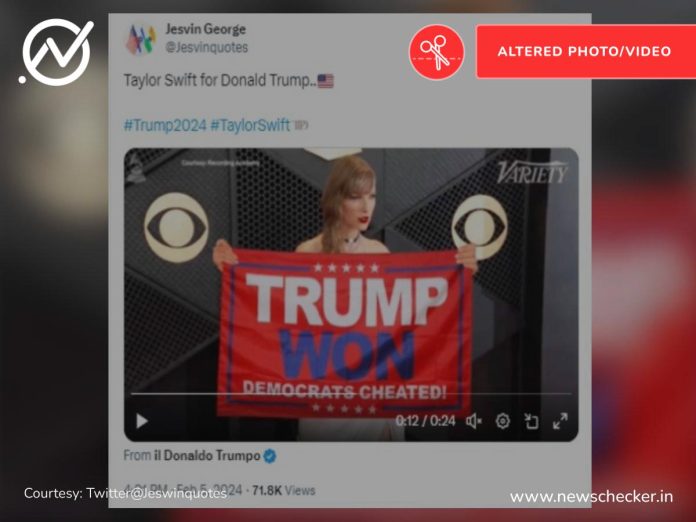 Viral video of Taylor Swift endorsing Donald Trump at the Grammys red carpet found to be digitally manipulated.
