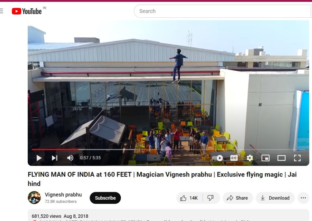 Screen shot of YouTube video by Vignesh prabhu