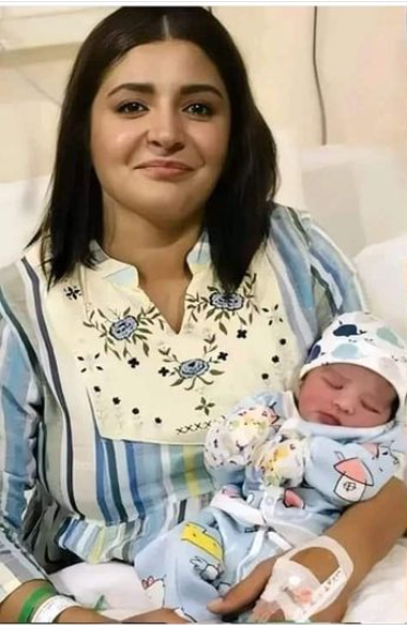 Alleged image of Anushka Sharma with her newborn son