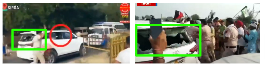 (L-R) Screengrab from viral video and screengrab from YouTube video by Punjab Kesari Haryana