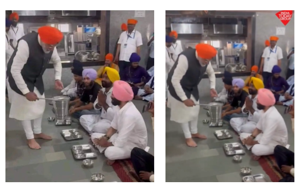 PM Modi served food from empty bucket ?