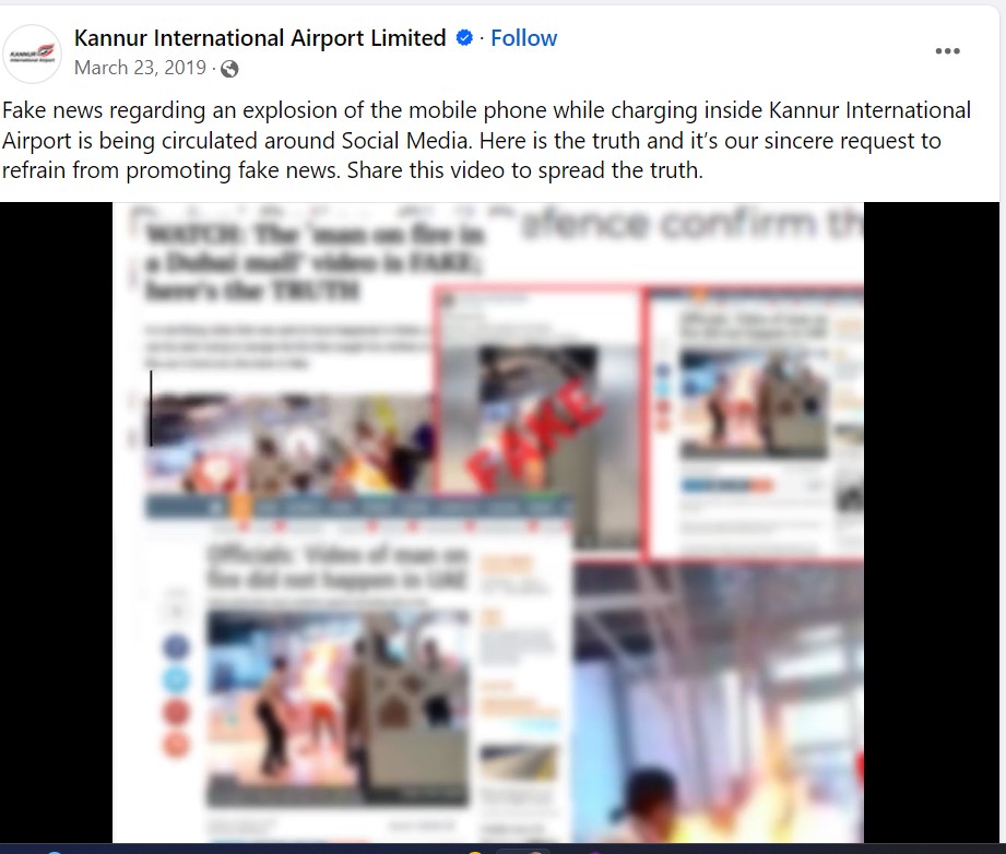 Facebook Post by Kannur International Airport Limited