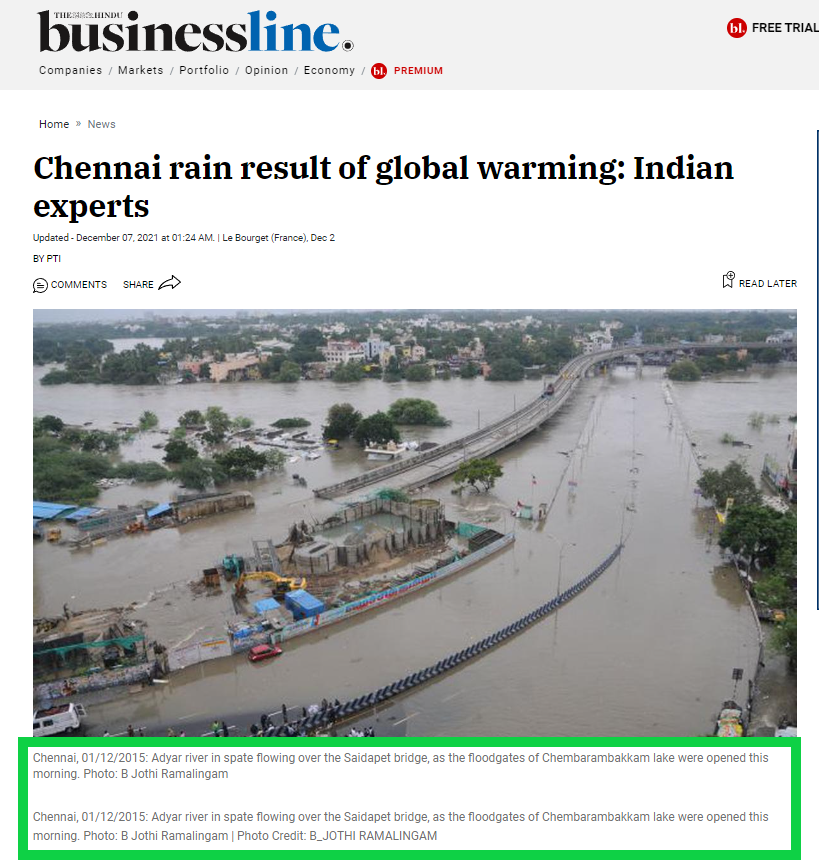 சென்னையில் கடும் மழை காரணமாக வெள்ளம் சூழுந்துள்ளதாக பரவும் படம்