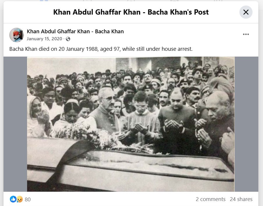 Facebook post by Khan Abdul Ghaffar Khan - Bacha Khan 