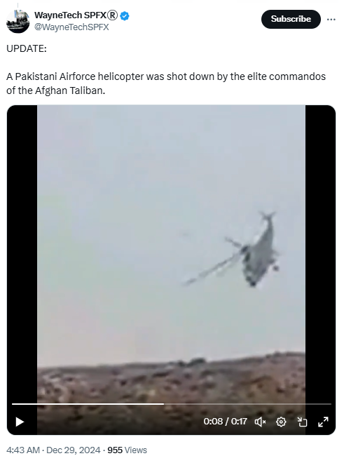 Pakistani Airforce Helicopter Shot Down By Afghan Forces? Old Video Viral With False Claim