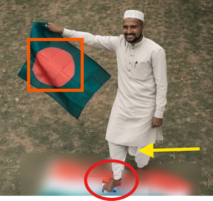 Viral Photo Of Bangladeshi Man Disrespecting Indian National Flag Is AI Generated